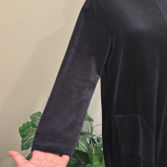 J. Jill Pure Jill Black Velour Long Sleeve Shift Dress with Pockets - Picture 5 of 10